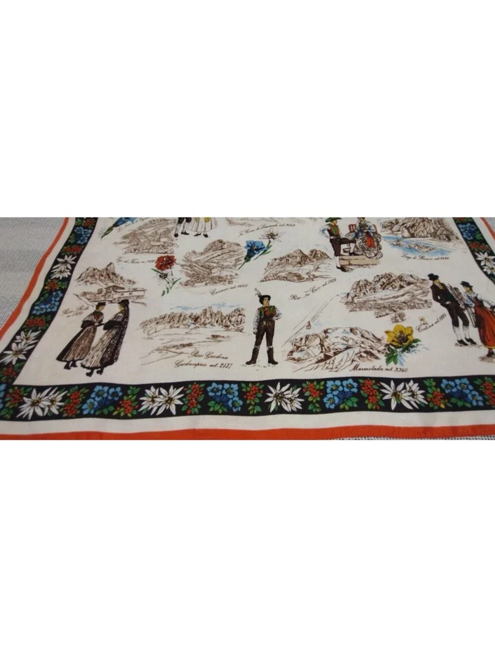 Vintage 60s Italian Adieffe Scarf Brown Colors Italian People MADE ITALY Acetate